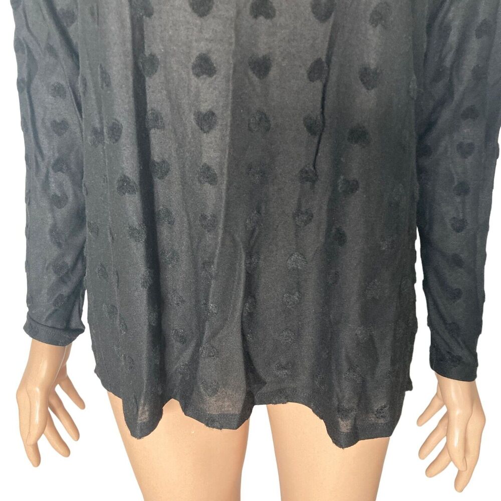 Bobeau Tunic Top Womens XS Tonal Flocked Black Hearts - Picture 12 of 14